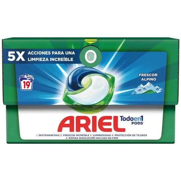 Detergente en cápsula ARIEL ALPES, caja 19 dosis - 19 ud - Imagen del producto en Findit