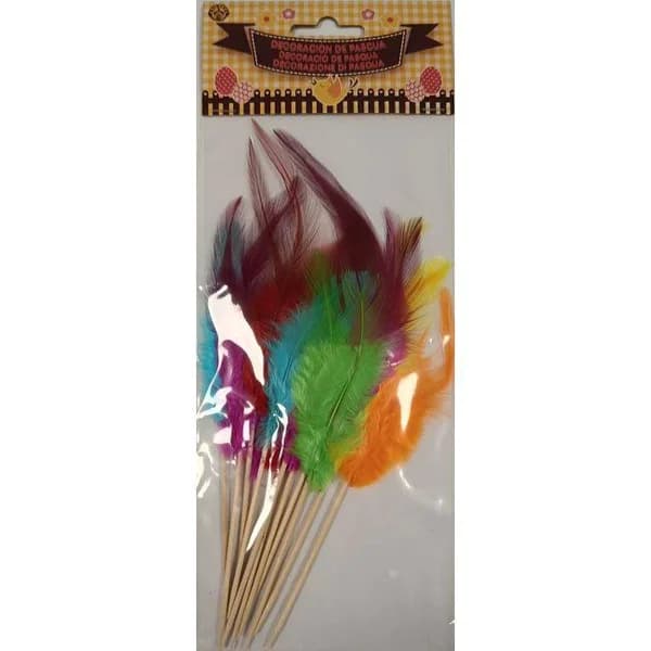 Pluma Pascua de colores surtidos RUBÍES, 10 unidades - 1 ud - Imagen del producto en Findit