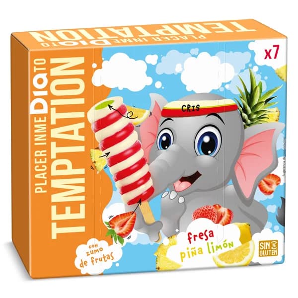 Helado sorbete remolino de sabores 7 unidades Temptation de Dia caja 455 g - 0.46 kg - Imagen del producto en Findit
