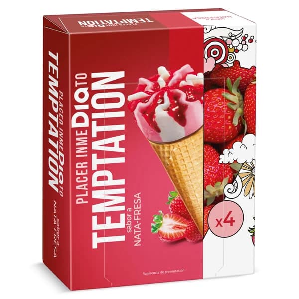 Helado cono nata y fresa 4 unidades Temptation de Dia estuche 272 g - 0.27 kg - Imagen del producto en Findit