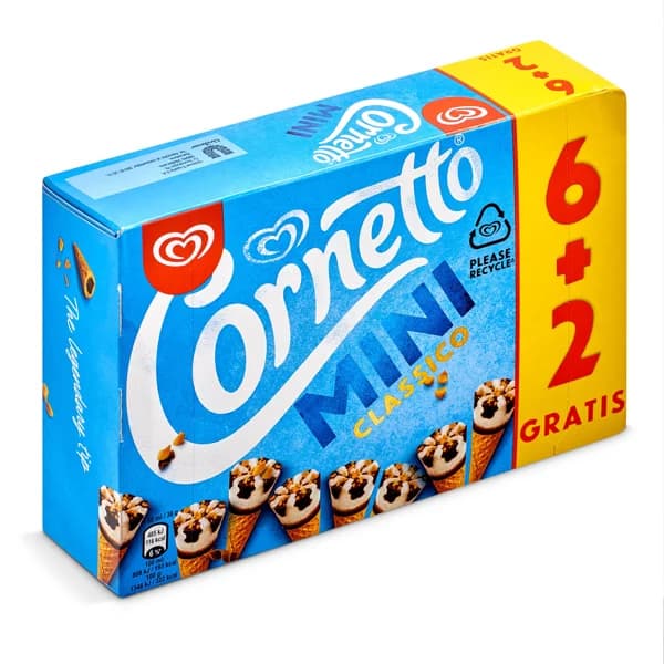Helado mini cono clásico 6 unidades Cornetto caja 288 g - 0.29 kg - Imagen del producto en Findit