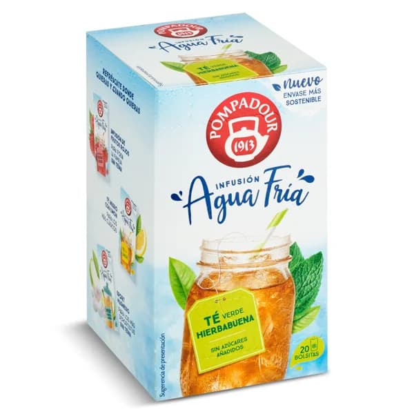 Té verde con hierbabuena agua fría Pompadour caja 20 unidades - 27.5 ud - Imagen del producto en Findit
