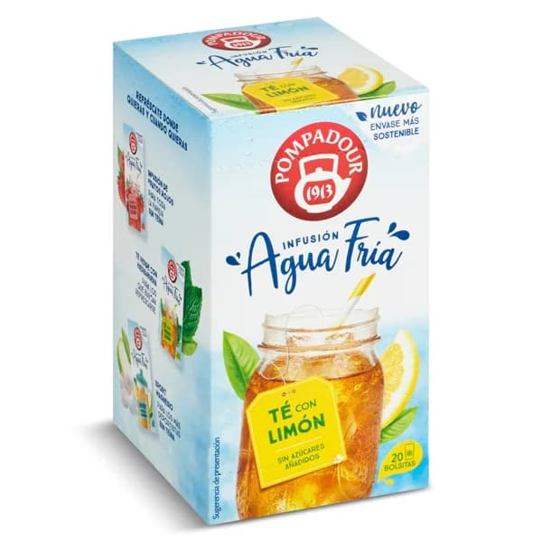 Té negro con limón agua fría Pompadour caja 20 unidades - 27.5 ud - Imagen del producto en Findit