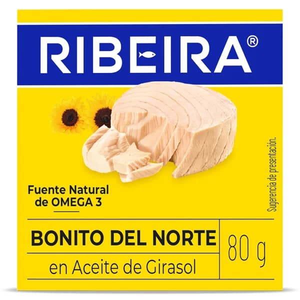 Bonito del Norte en aceite de girasol Ribeira lata 60 g - 0.06 kg - Imagen del producto en Findit