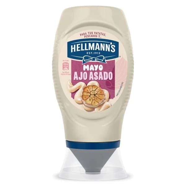 Mayo ajo asado boca abajo Hellmanns bote 250 ml - 0.25 l - Imagen del producto en Findit