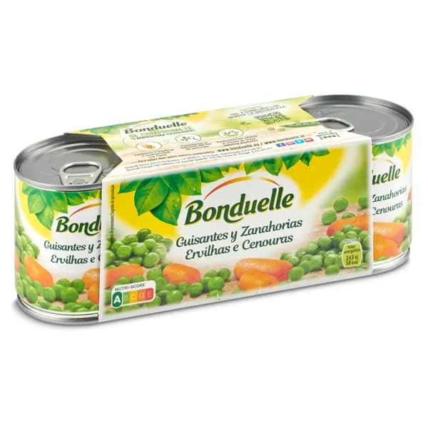 Guisantes muy finos y zanahorias Bonduelle lata 3 x 130 g - 0.39 kg - Imagen del producto en Findit