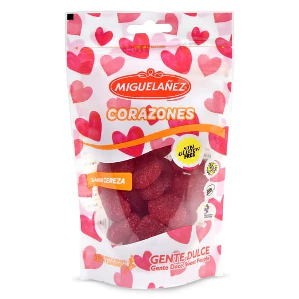 Golosinas corazones sabor cereza Migueláñez bolsa 125 g - 0.12 kg - Imagen del producto en Findit