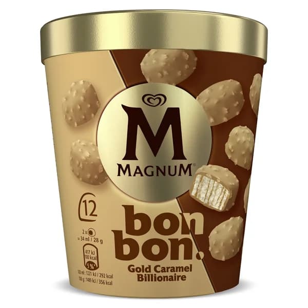Helado bombón gold caramelo 12 unidades Magnum tarrina 168 g - 0.17 ud - Imagen del producto en Findit