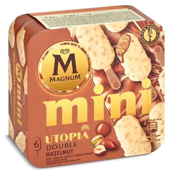 Helado mini bombón doble avellana Utopía 6 unidades Magnum caja 276 g - 0.28 ud - Imagen del producto en Findit