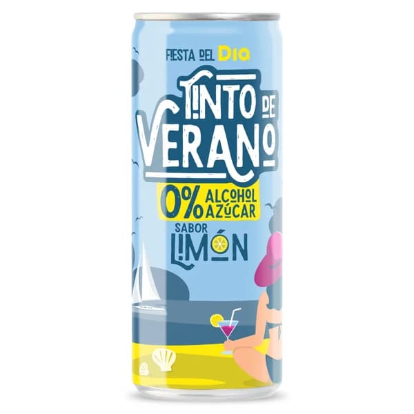 Tinto de verano sin alcohol sabor limón Dia lata 33 cl - 0.33 l - Imagen del producto en Findit