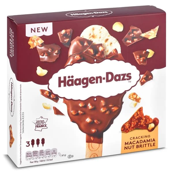Helado bombón chocolate y macadamia 3 unidades Haagen Dazs caja 200 g - 0.2 ud - Imagen del producto en Findit