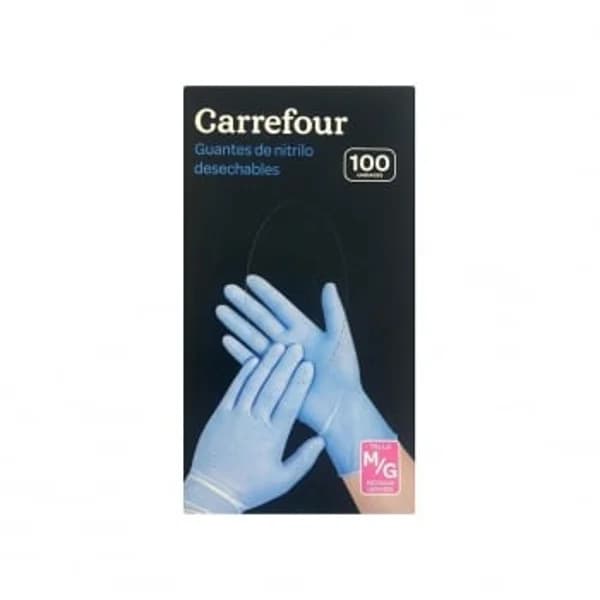 100 Guantes desechables de Nitrilo Carrefour  M/G - Azul - 99.86 ud - Imagen del producto en Findit