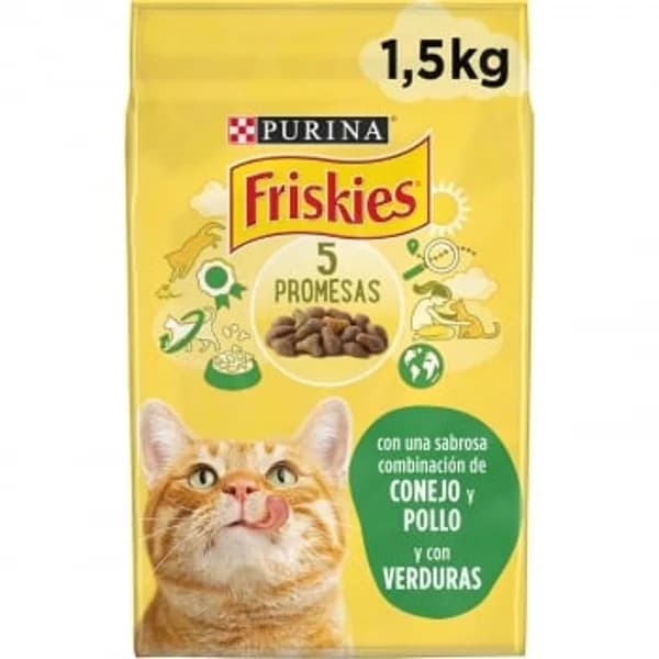 Pienso de conejo y pollo con verduras para gato adulto Purina Friskies 5 Promesas 1,5 kg - 1.5 kg - Imagen del producto en Findit