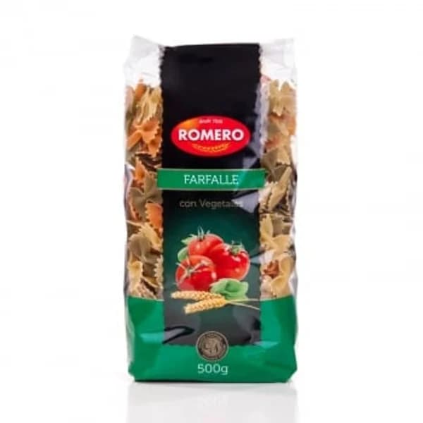 Pasta farfalle con vegetales Romero 500 g. - 0.5 kg - Imagen del producto en Findit