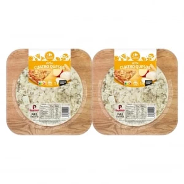 Pizza cuatro quesos Carrefour Classic' pack de 2 unidades de 225 g. - 0.45 kg - Imagen del producto en Findit