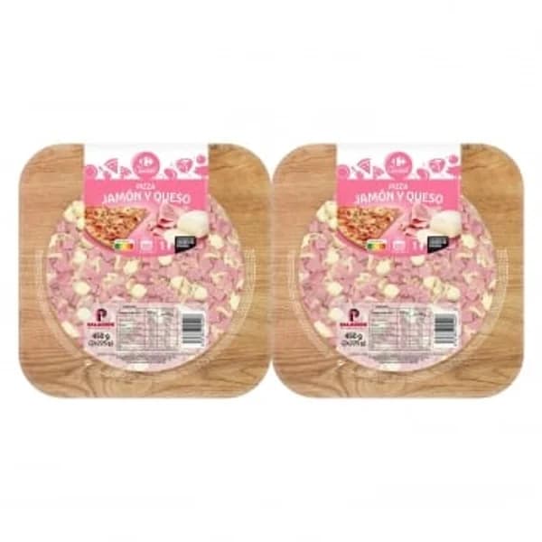 Pizza de jamón y queso Carrefour Classic' pack de 2 unidades de 225 g. - 0.45 kg - Imagen del producto en Findit