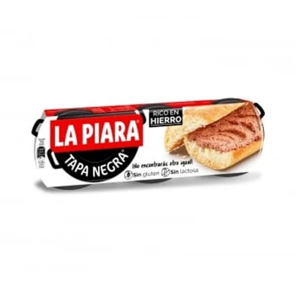 Paté de hígado de cerdo Tapa Negra La Piara sin gluten y sin lactosa pack de 3 latas de 87 g. - 0.26 kg - Imagen del producto en Findit