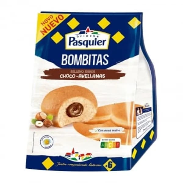 Bombitas relleno choco-avellanas Brioche Pasquier 6 ud. - 0.27 kg - Imagen del producto en Findit