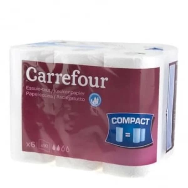 Papel de cocina compact Carrefour 6 rollos. - 6.04 ud - Imagen del producto en Findit