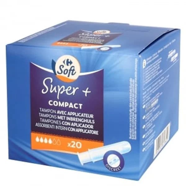 Tampones con aplicador compact super Carrefour 20 ud. - 19.62 ud - Imagen del producto en Findit