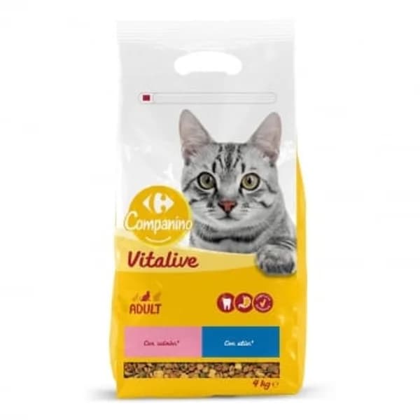 Pienso de atún y salmón con verduras para gatos Carrefour 4 kg - 3.99 kg - Imagen del producto en Findit