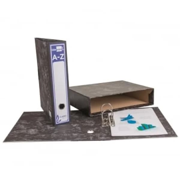 Archivador de palanca Liderpapel cartón forrado folio jaspeado negro con caja classic blue - 1 ud - Imagen del producto en Findit