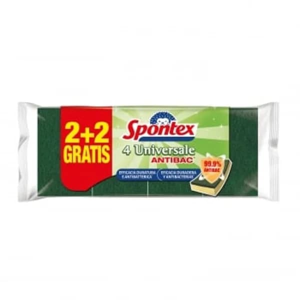 Set 4 Estropajos de Fibra con Esponja SPONTEX Universale Antibacterias - 2.99 ud - Imagen del producto en Findit