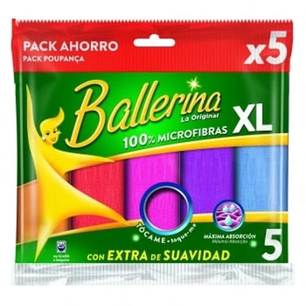 Set de 5 bayetas microfibras extra suavida BALLERINA - 5 ud - Imagen del producto en Findit