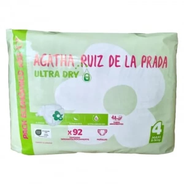 Pañales Agatha Ruiz de la Prada Ultra Dry Talla 4 (8-16 kg) 92 ud. Exclusivo Carrefour - 93.2 ud - Imagen del producto en Findit