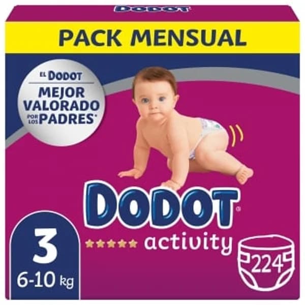 Pañales Dodot Activity T3 (6-10 kg.) 224 ud. - 226.54 ud - Imagen del producto en Findit