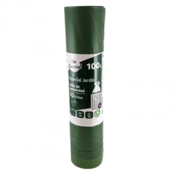 Bolsa de Basura Plástico Reciclado especial jardín CARREFOUR ESSENTIAL 100L 10 ud - 10.19 ud - Imagen del producto en Findit