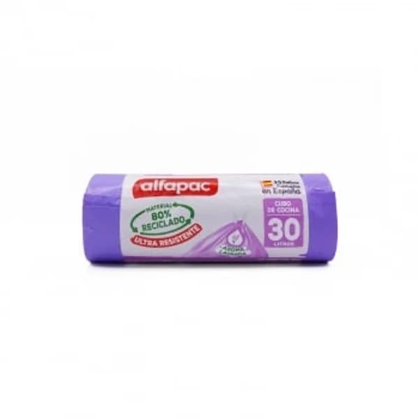 Bolsa Basura Perfumada Autocierre de Plástico Reciclado 30L 15 ud ALFAPAC - Lila - 15.33 ud - Imagen del producto en Findit