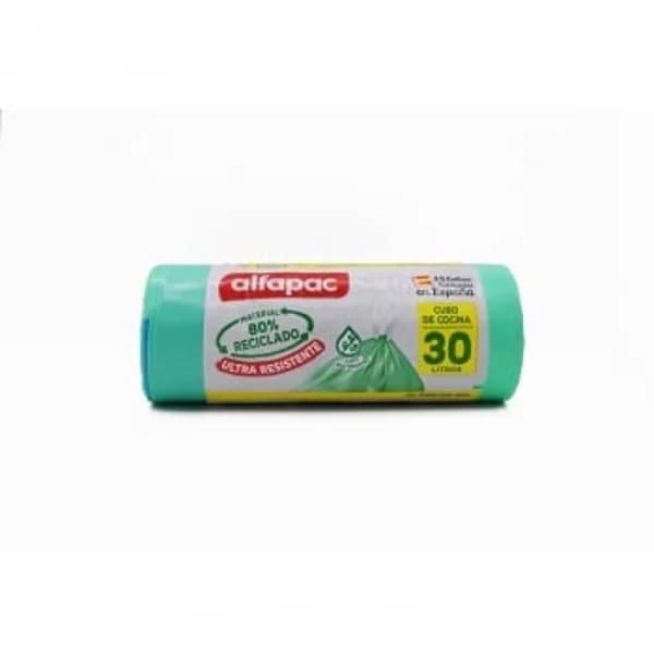 Bolsas de Basura Autocierre Antibacterias 30L 15 ud ALFAPAC - Verde - 15.33 ud - Imagen del producto en Findit