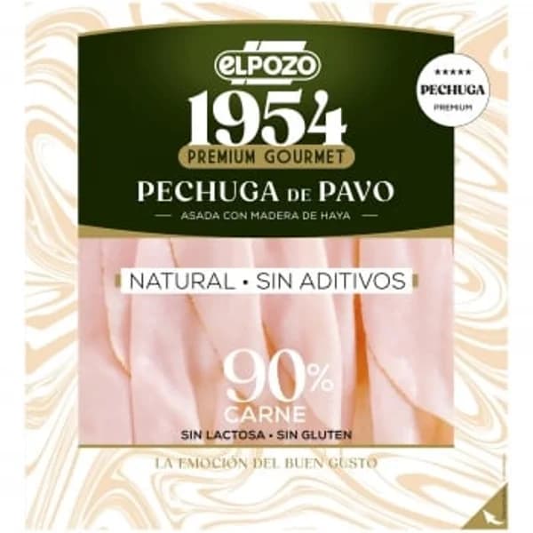 Pechuga de pavo asada con madera de haya natural Legado El Pozo 1954 sin gluten y sin lactosa 120 g - 0.12 kg - Imagen del producto en Findit