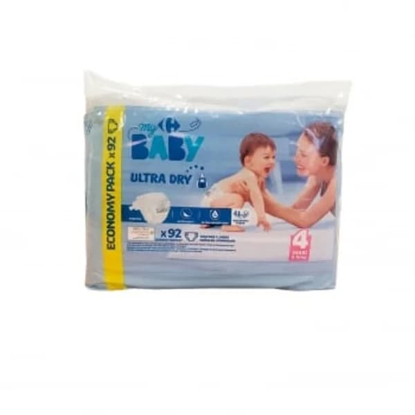 Pañales Carrefour Baby Ultra Dry Talla 4 (8-16 kg) 92 ud. - 92.19 ud - Imagen del producto en Findit