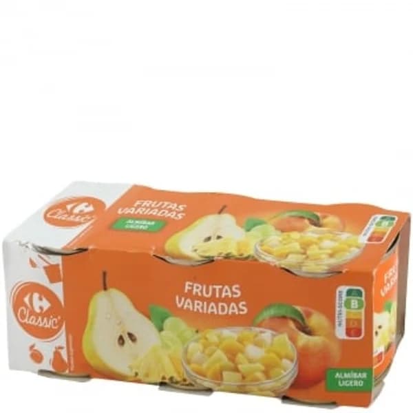 Macedonia de frutas variadas en almíbar ligero Classic Carrefour pack de 3 latas de 125 g. - 0.38 kg - Imagen del producto en Findit
