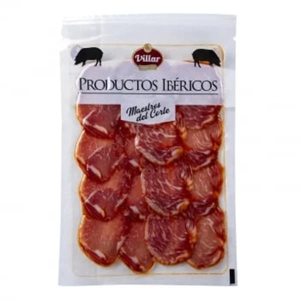 Lomo de Cebo Ibérico 50% Raza Ibérica en lonchas Maestros del Corte Villar sin gluten y sin lactosa 90 g - 0.09 kg - Imagen del producto en Findit