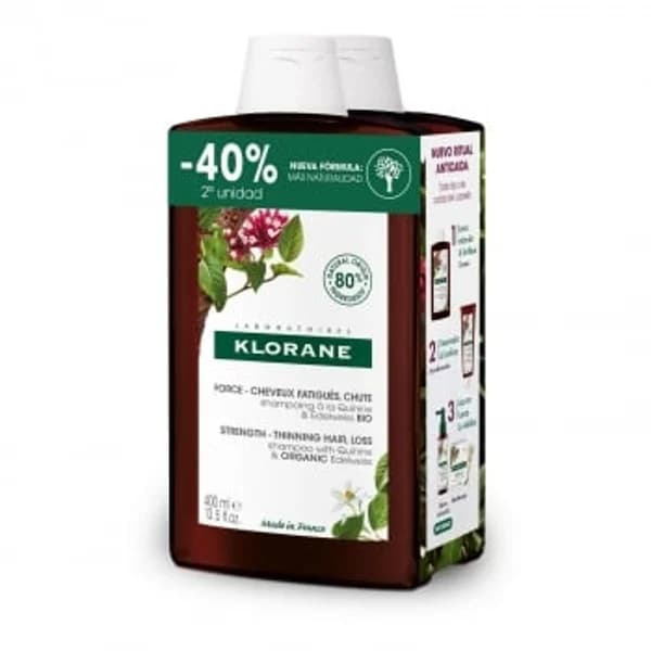 Champú anticaída quinina Klorane pack de 2 unidades de 400 ml. - 0.8 l - Imagen del producto en Findit