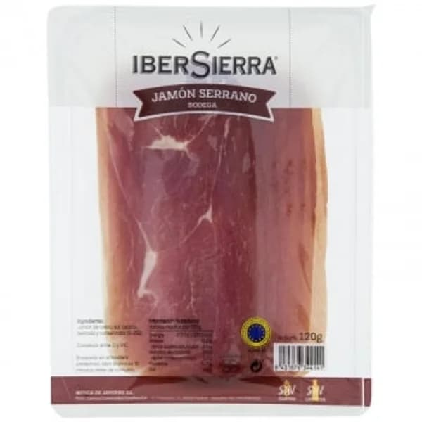 Jamón Serrano Bodega en lonchas IberSierra sin gluten y sin lactosa 120 g - 0.12 kg - Imagen del producto en Findit