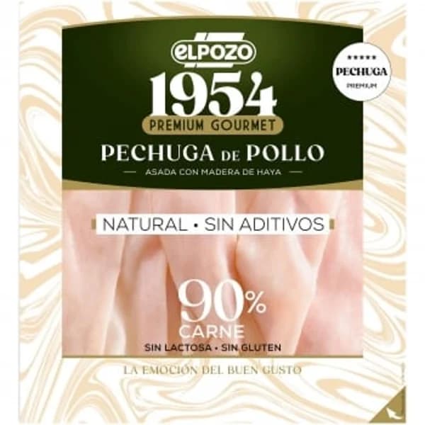 Pechuga de pollo natural en lonchas ElPozo 1954 Premium Gourmet sin gluten y sin lactosa 120 g - 0.12 kg - Imagen del producto en Findit