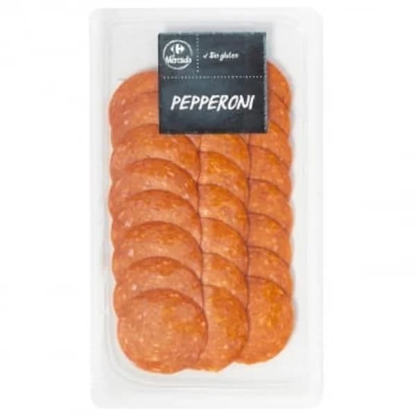 Pepperoni en lonchas Carrefour El Mercado sin gluten 75 g - 0.08 kg - Imagen del producto en Findit