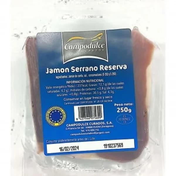 Jamón Serrano Reserva en taco Campodulce Curados 250 g - 0.25 kg - Imagen del producto en Findit