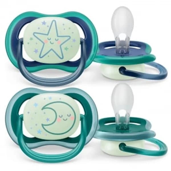 Chupete anatómico de silicona niño 6-18m Ultra Air Nighttime Philips Avent 2 ud. - 2 ud - Imagen del producto en Findit