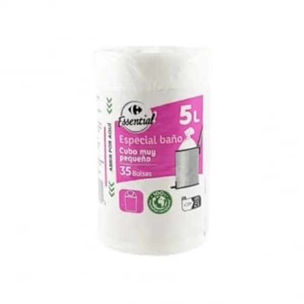 Bolsa de Basura Baño Plástico Reciclado CARREFOUR ESSENTIAL 5L 35 ud - 38 ud - Imagen del producto en Findit