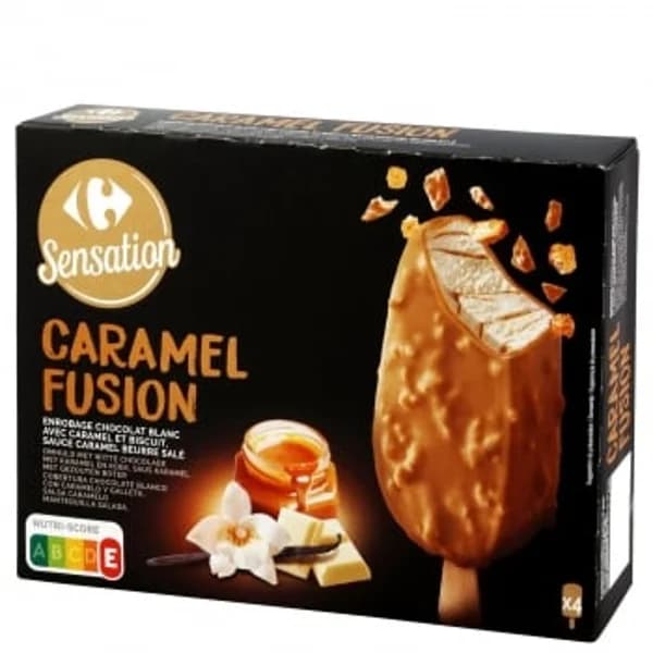 Bombón helado de vainilla y caramelo Carrefour Sensation 4 ud. - 4.01 ud - Imagen del producto en Findit