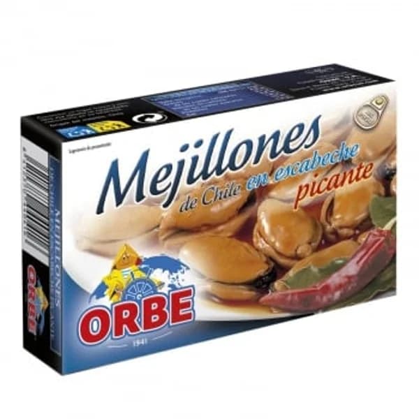 Mejillones de Chile en escabeche picante Orbe 69 g. - 0.07 kg - Imagen del producto en Findit
