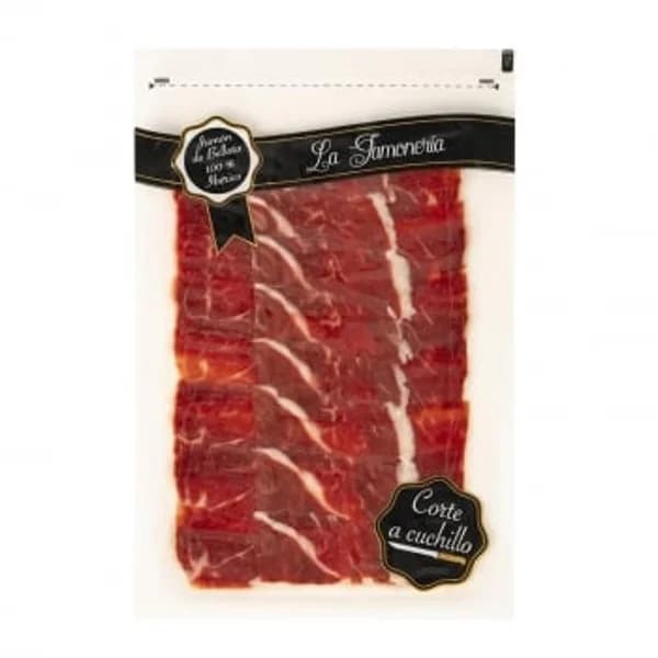 Jamón de Bellota Ibérico 100% Raza Ibérica en lonchas corte a cuchillo Carrefour 80 g aprox - 0.08 kg - Imagen del producto en Findit