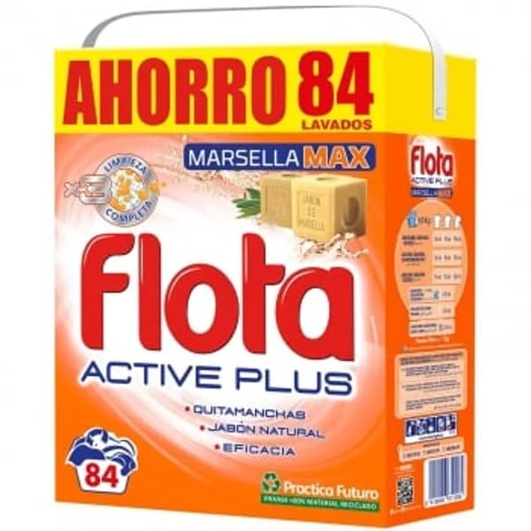 Detergente en polvo marsella max Active Plus Flota 84 lavados. - 82.29 ud - Imagen del producto en Findit