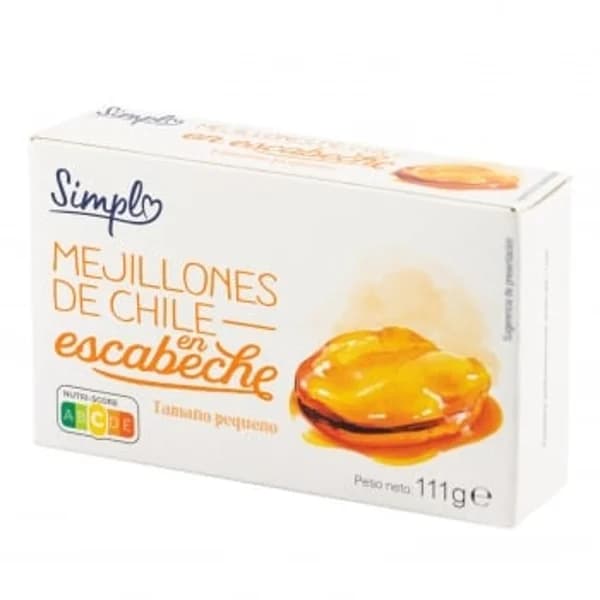 Mejillones de Chile en escabeche 13/18 Simpl sin gluten 69 g. - 0.07 kg - Imagen del producto en Findit