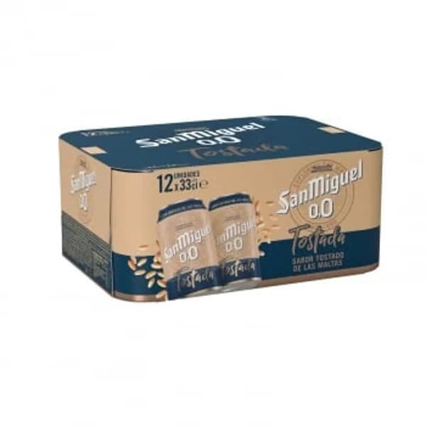 Cerveza tostada San Miguel 0,0 alcohol pack de 12 latas de 33 cl. - 3.96 l - Imagen del producto en Findit